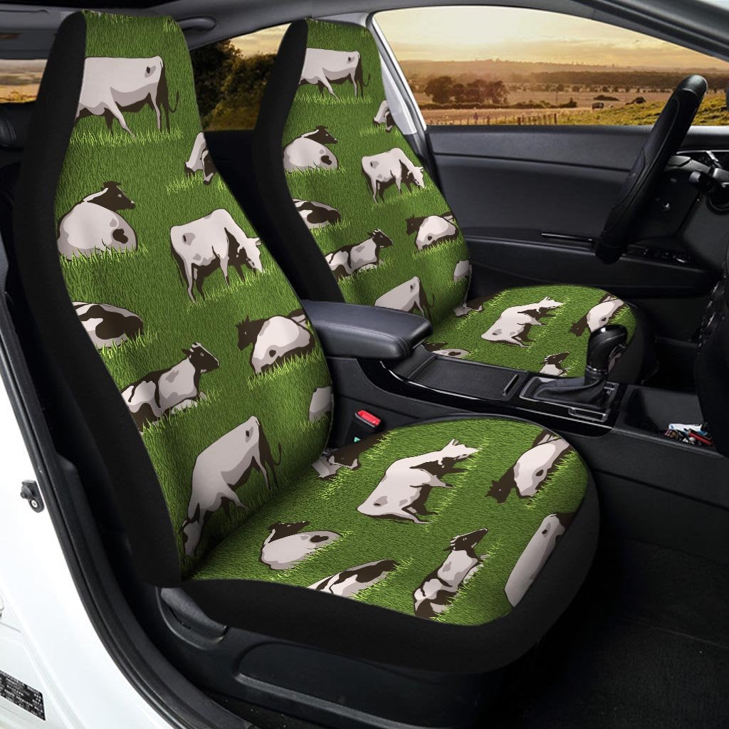 Cow In Grass Print Car Seat Covers-grizzshop