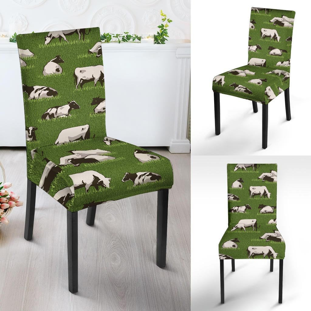 Cow In Grass Print Chair Cover-grizzshop