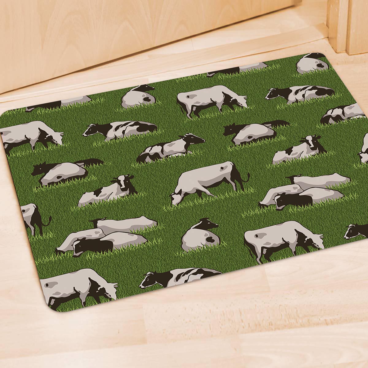 Cow In Grass Print Door Mat-grizzshop