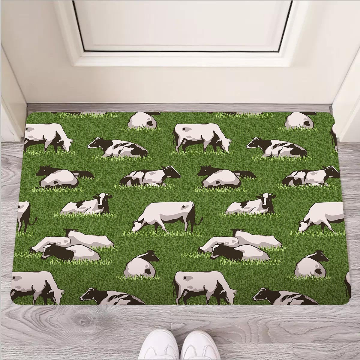 Cow In Grass Print Door Mat-grizzshop