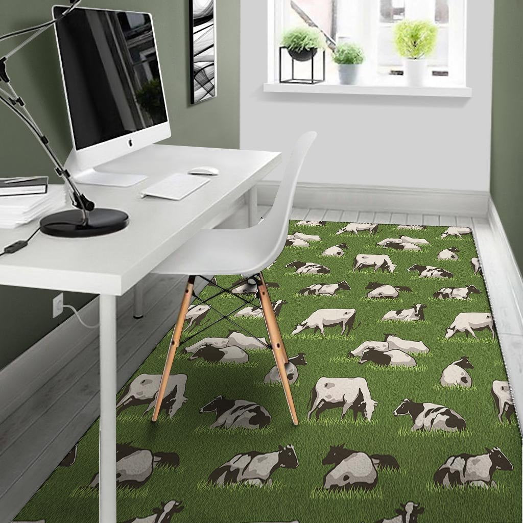 Cow In Grass Print Floor Mat-grizzshop