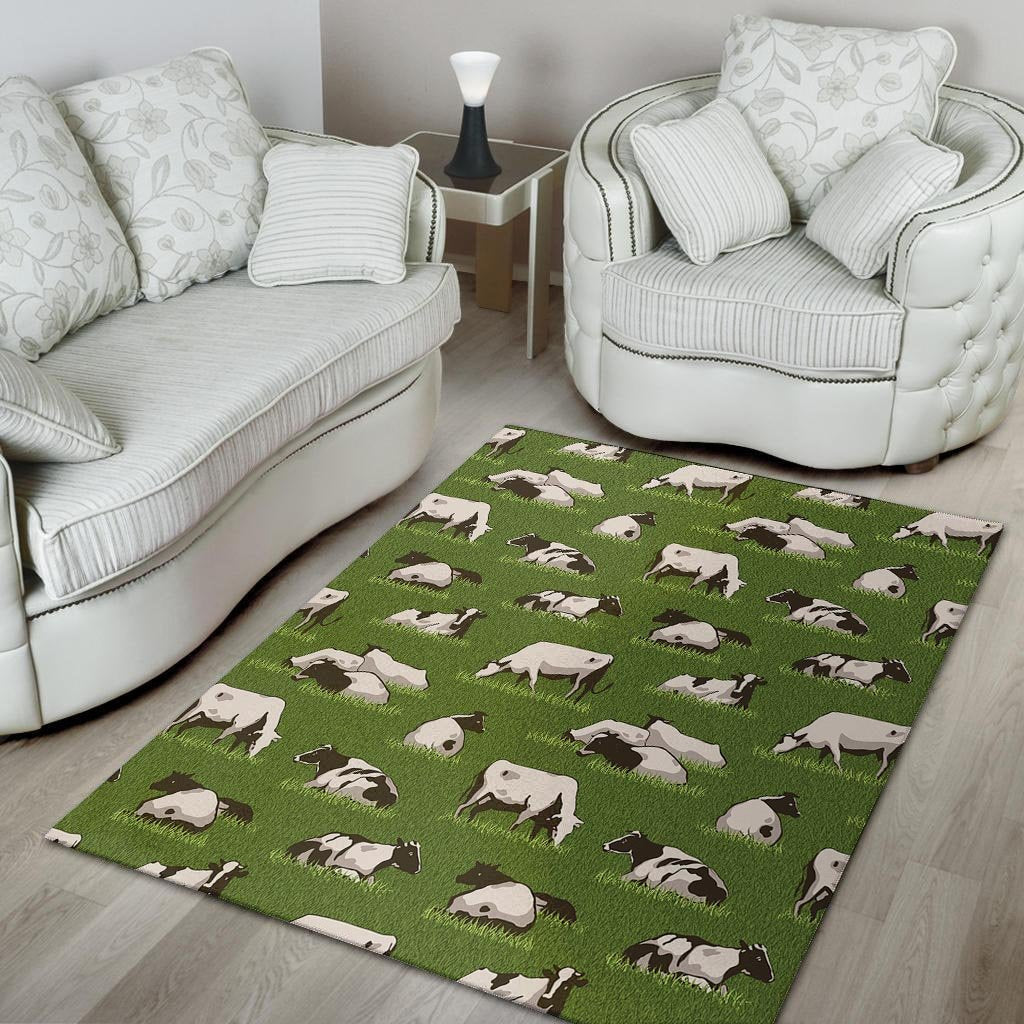 Cow In Grass Print Floor Mat-grizzshop