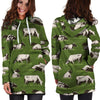 Cow In Grass Print Hoodie Dress-grizzshop