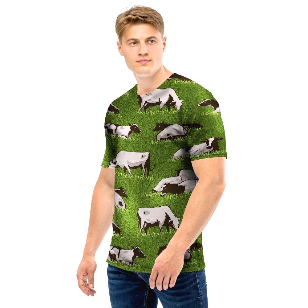 Cow In Grass Print Men T Shirt-grizzshop