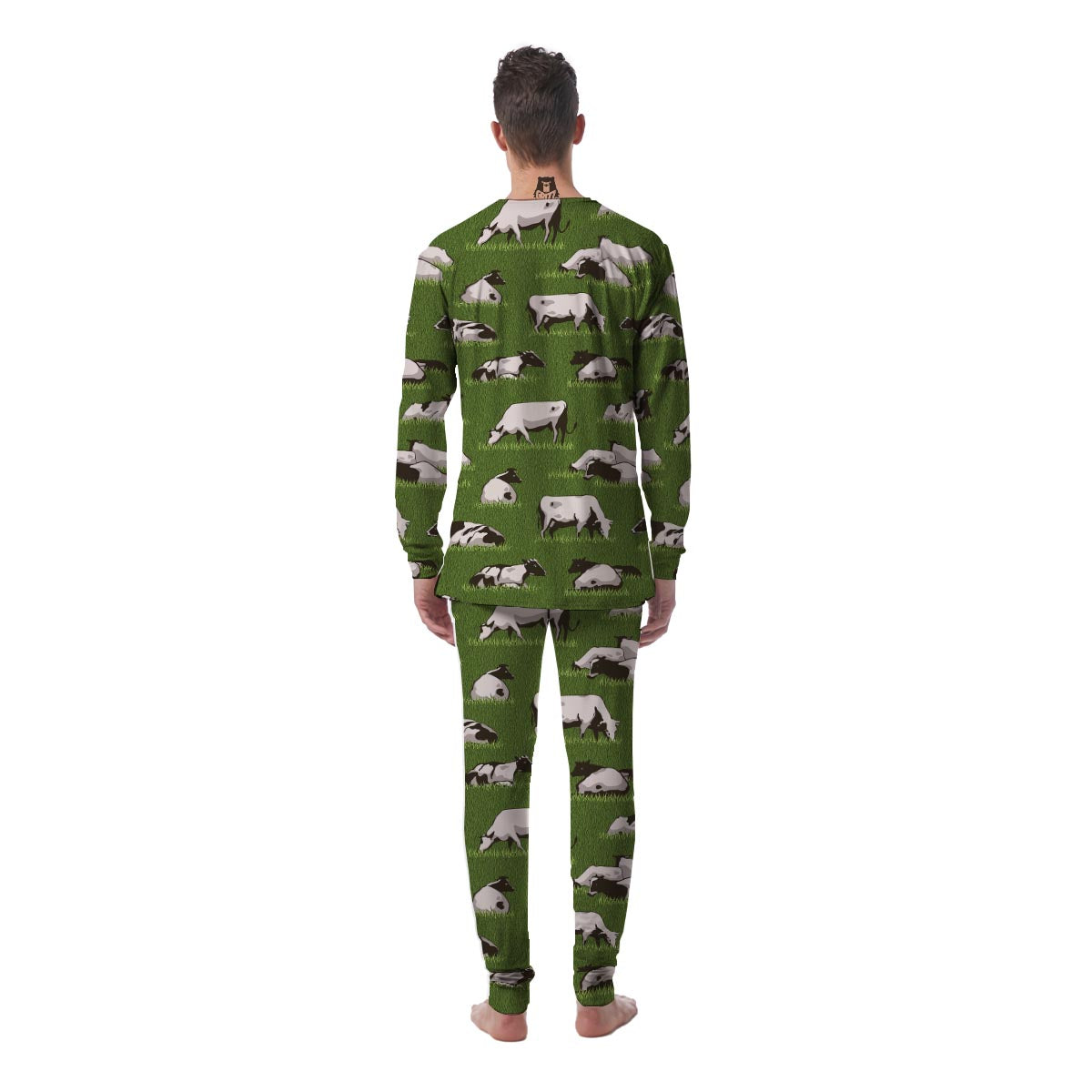 Cow In Grass Print Men's Pajamas-grizzshop