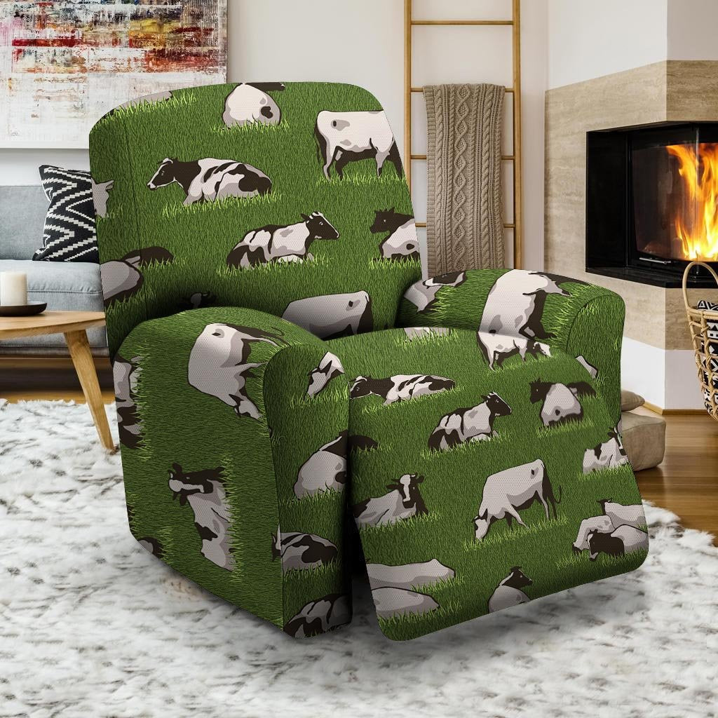 Cow In Grass Print Recliner Cover-grizzshop