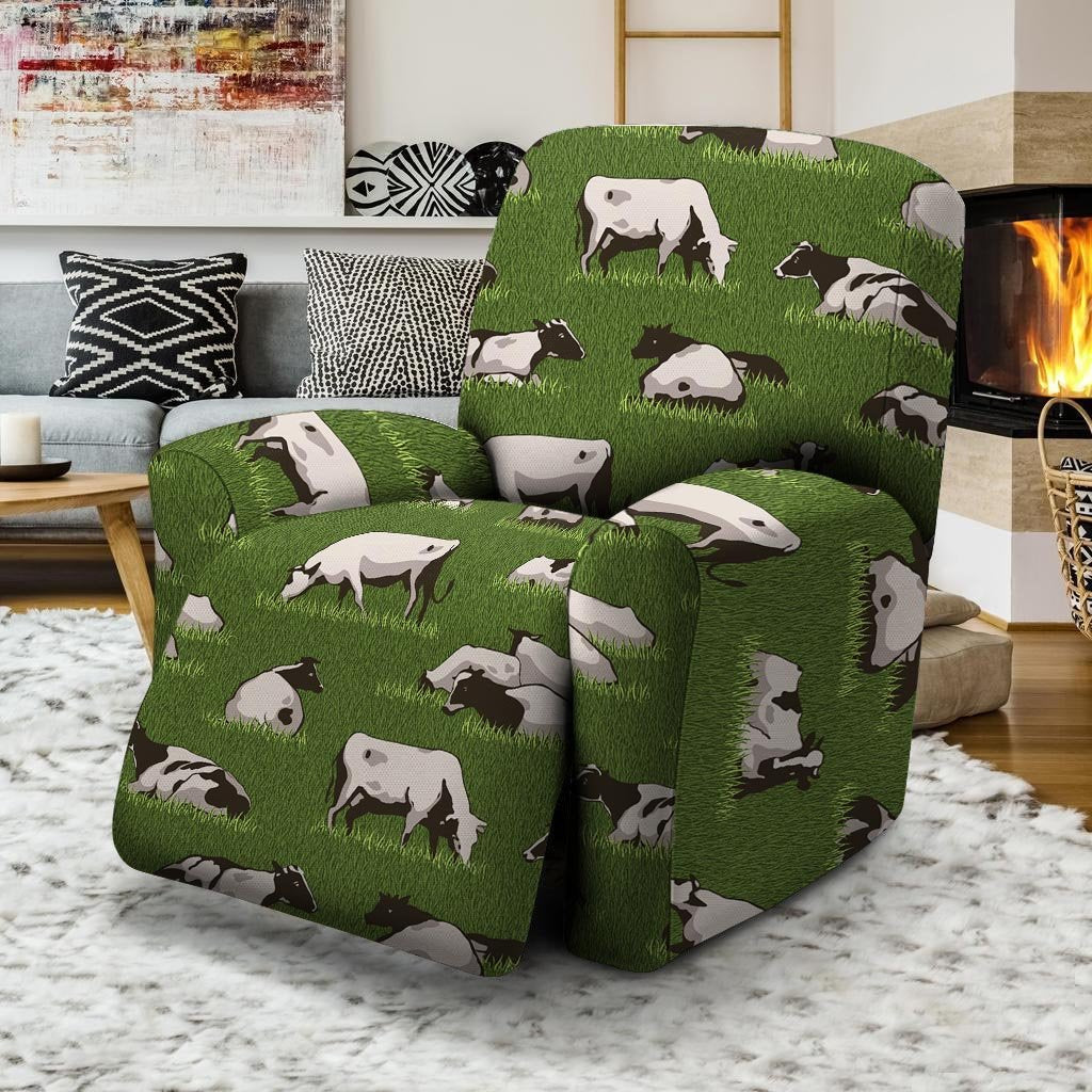 Cow In Grass Print Recliner Cover-grizzshop