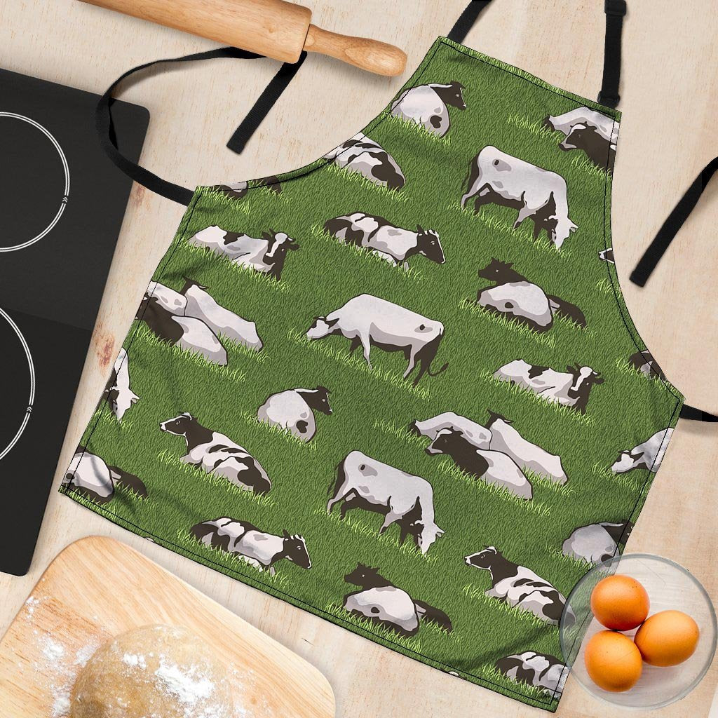 Cow In Grass Print Women's Apron-grizzshop