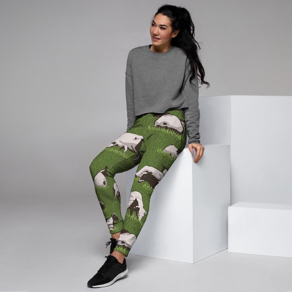 Cow In Grass Print Women's Joggers-grizzshop