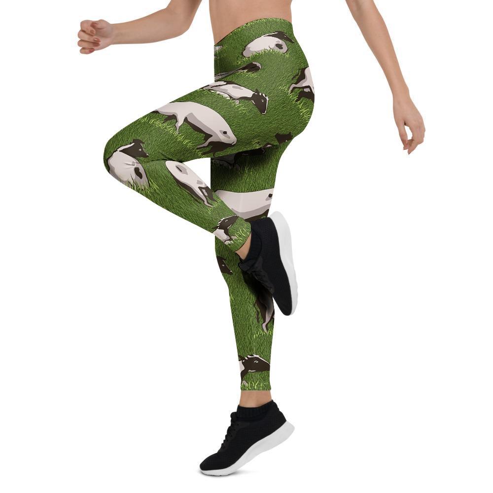 Cow In Grass Print Women's Leggings-grizzshop