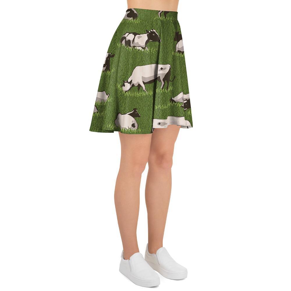 Cow In Grass Print Women's Skirt-grizzshop
