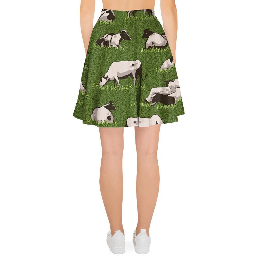 Cow In Grass Print Women's Skirt-grizzshop