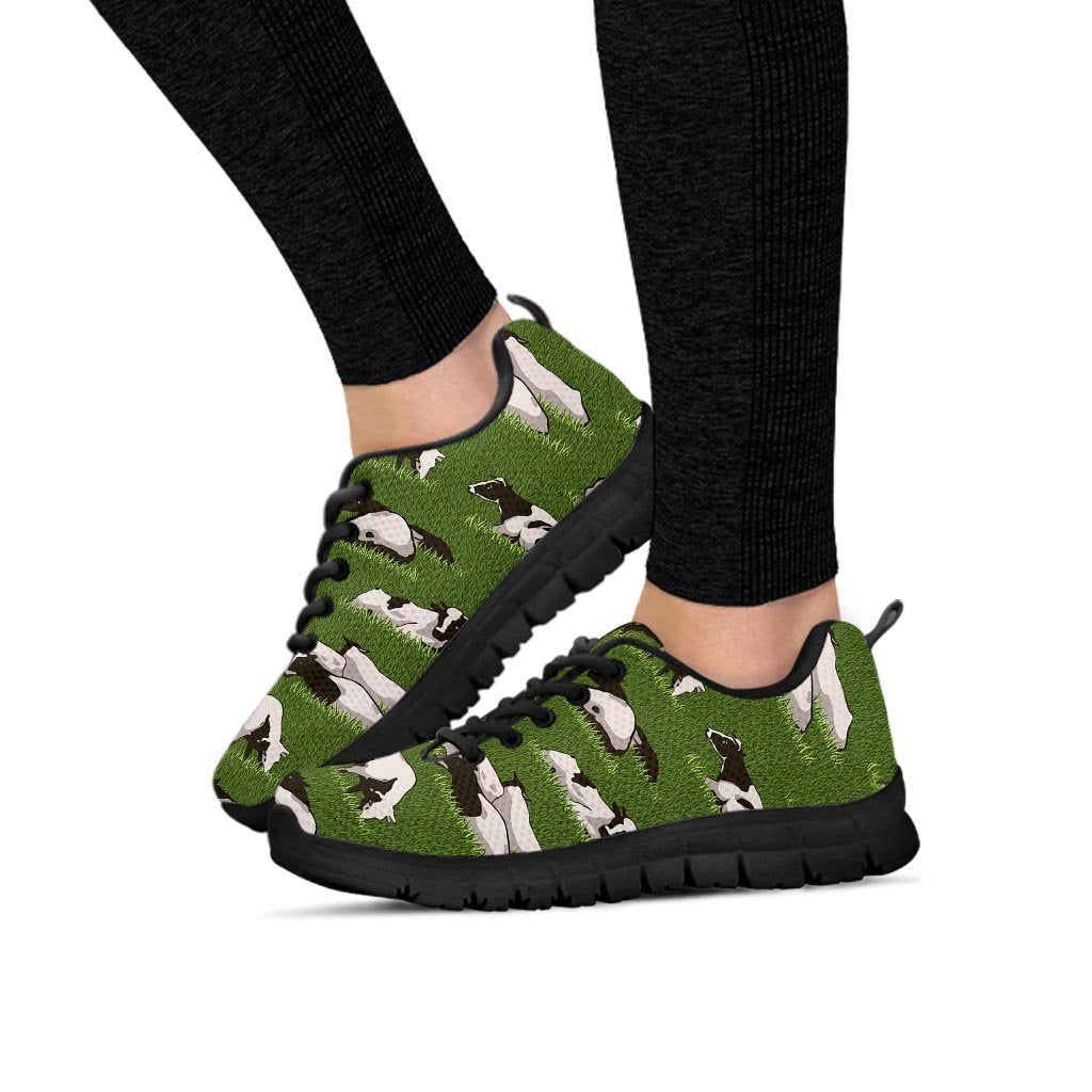 Cow In Grass Print Women's Sneakers-grizzshop