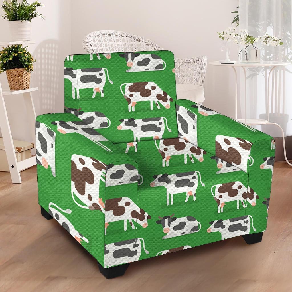 Cow In Green Grass Print Armchair Cover-grizzshop