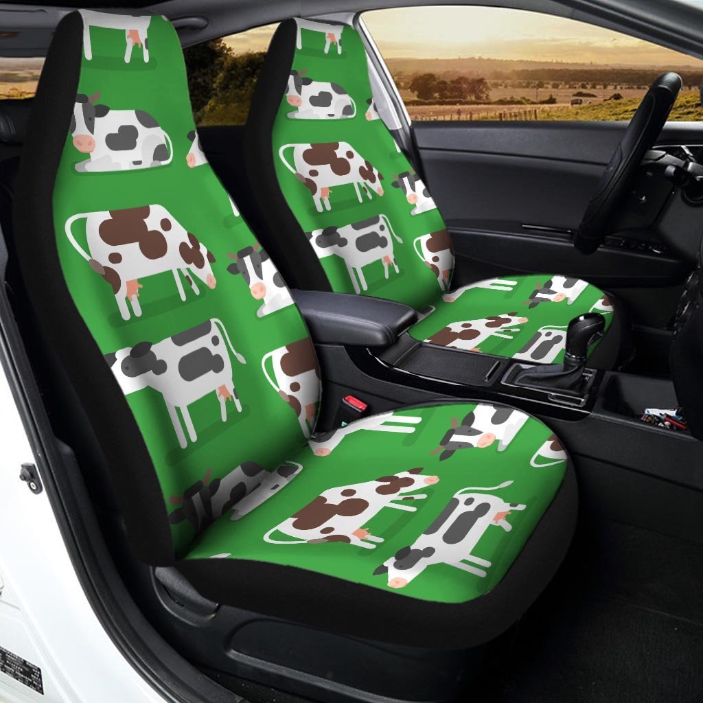 Cow In Green Grass Print Car Seat Covers-grizzshop