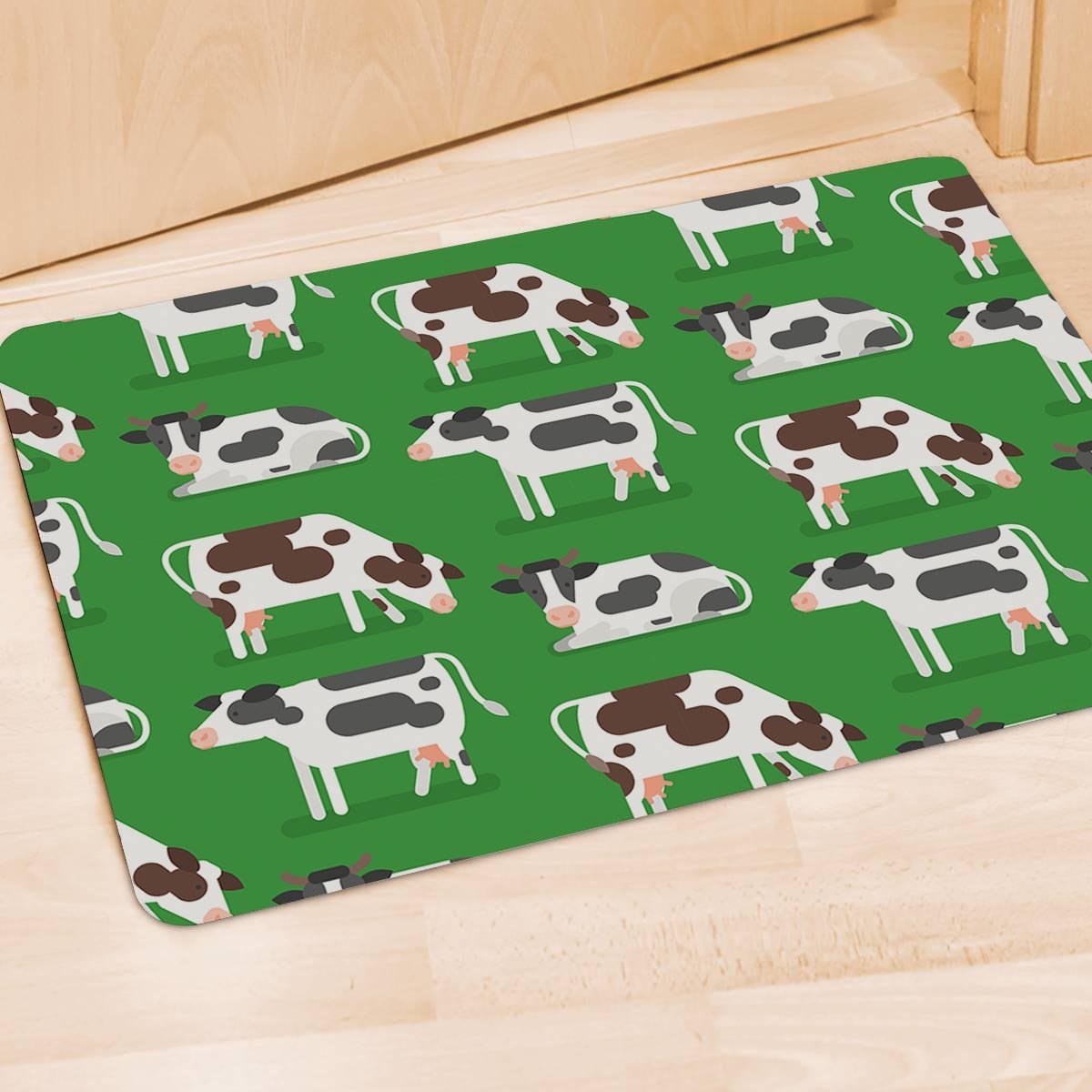 Cow In Green Grass Print Door Mat-grizzshop