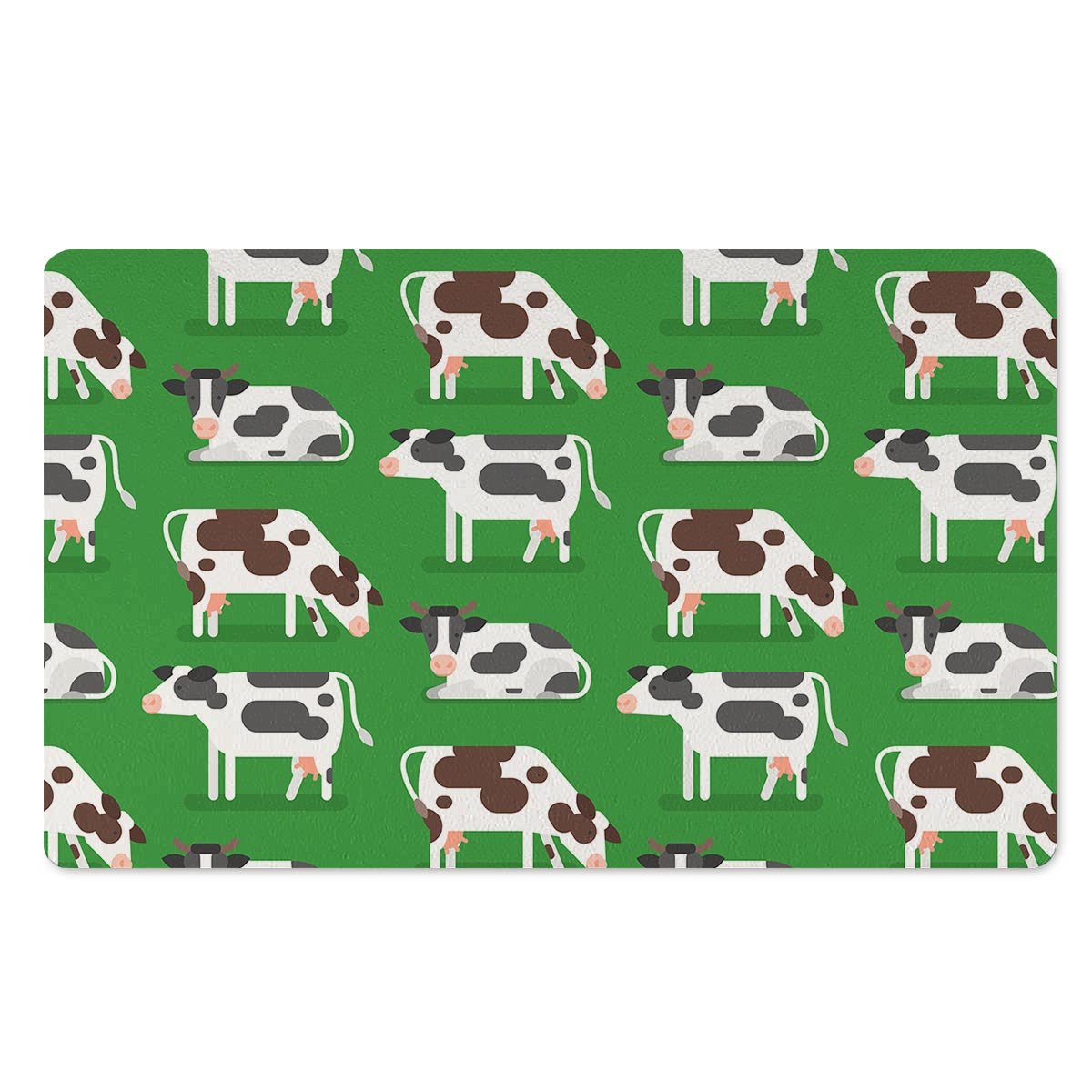 Cow In Green Grass Print Door Mat-grizzshop