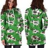 Cow In Green Grass Print Hoodie Dress-grizzshop