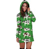 Cow In Green Grass Print Hoodie Dress-grizzshop