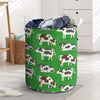 Cow In Green Grass Print Laundry Basket-grizzshop