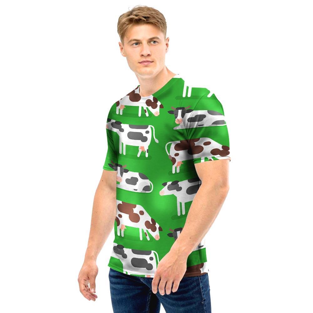 Cow In Green Grass Print Men T Shirt-grizzshop