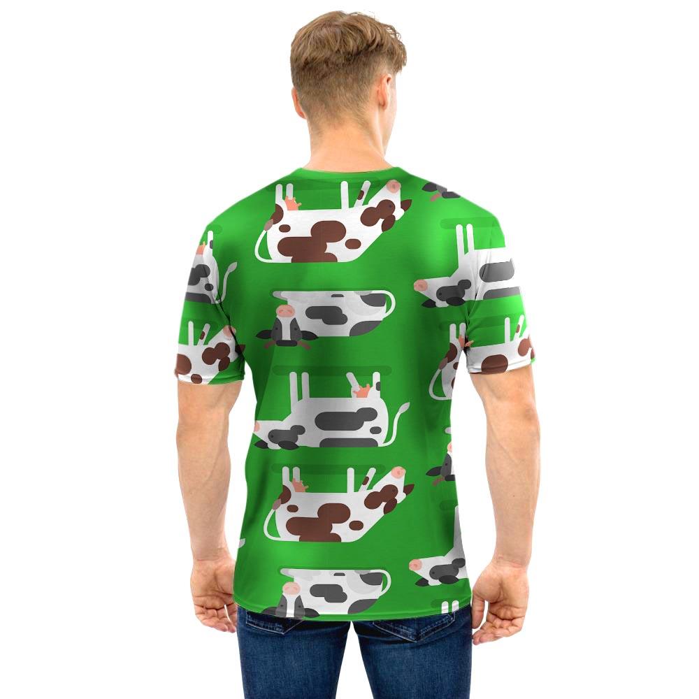 Cow In Green Grass Print Men T Shirt-grizzshop