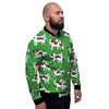 Cow In Green Grass Print Men's Bomber Jacket-grizzshop