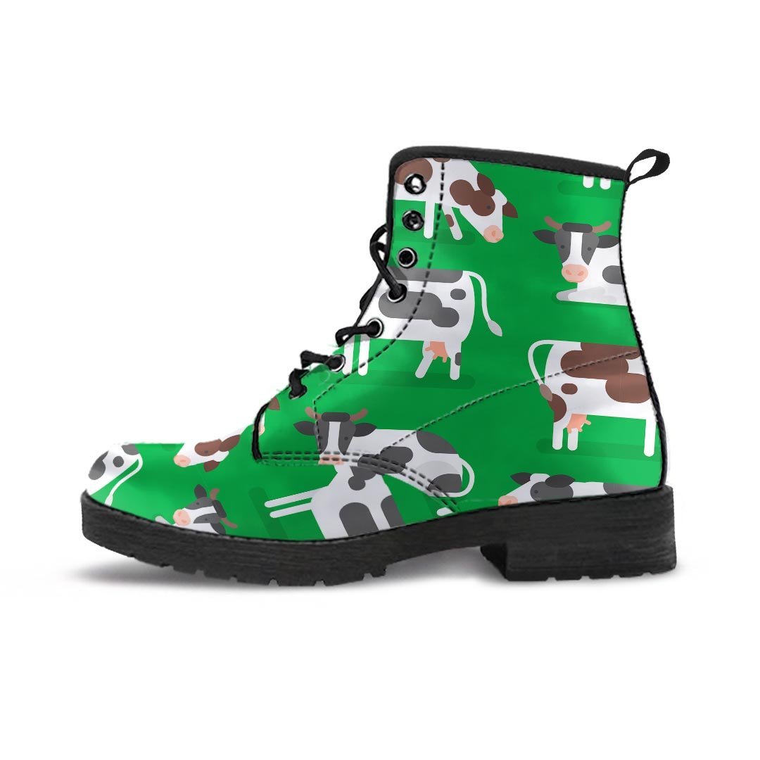 Cow In Green Grass Print Men's Boots-grizzshop