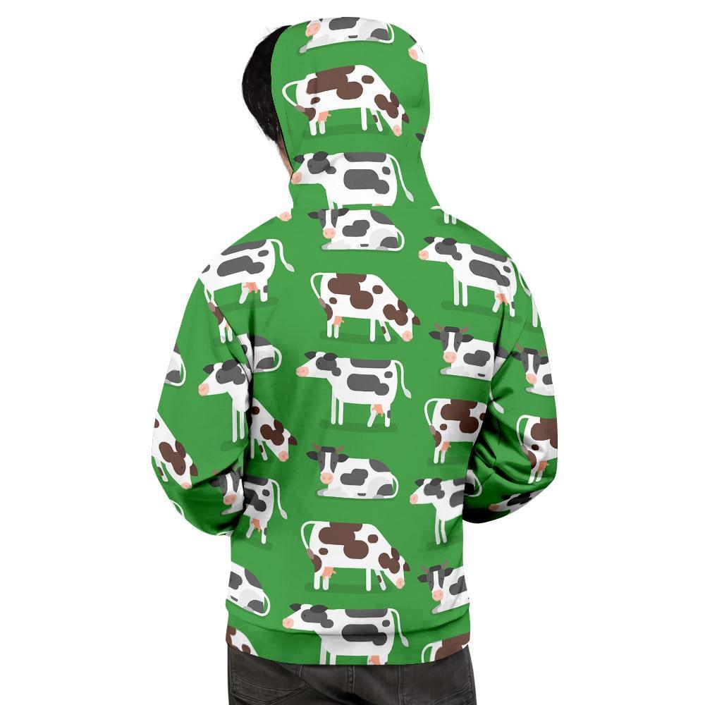 Cow In Green Grass Print Men's Hoodie-grizzshop