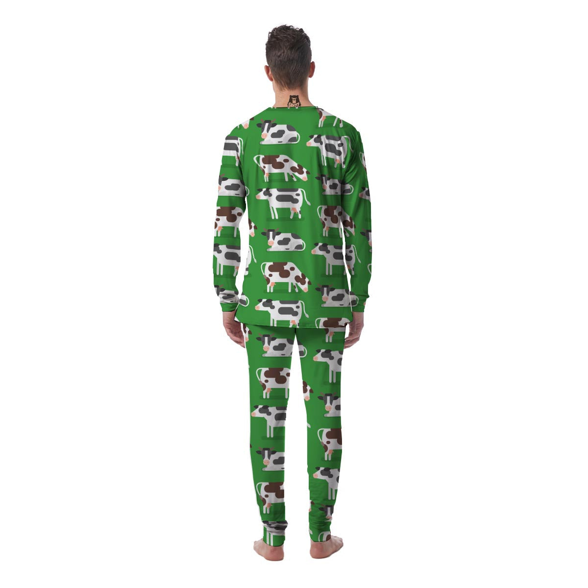 Cow In Green Grass Print Men's Pajamas-grizzshop