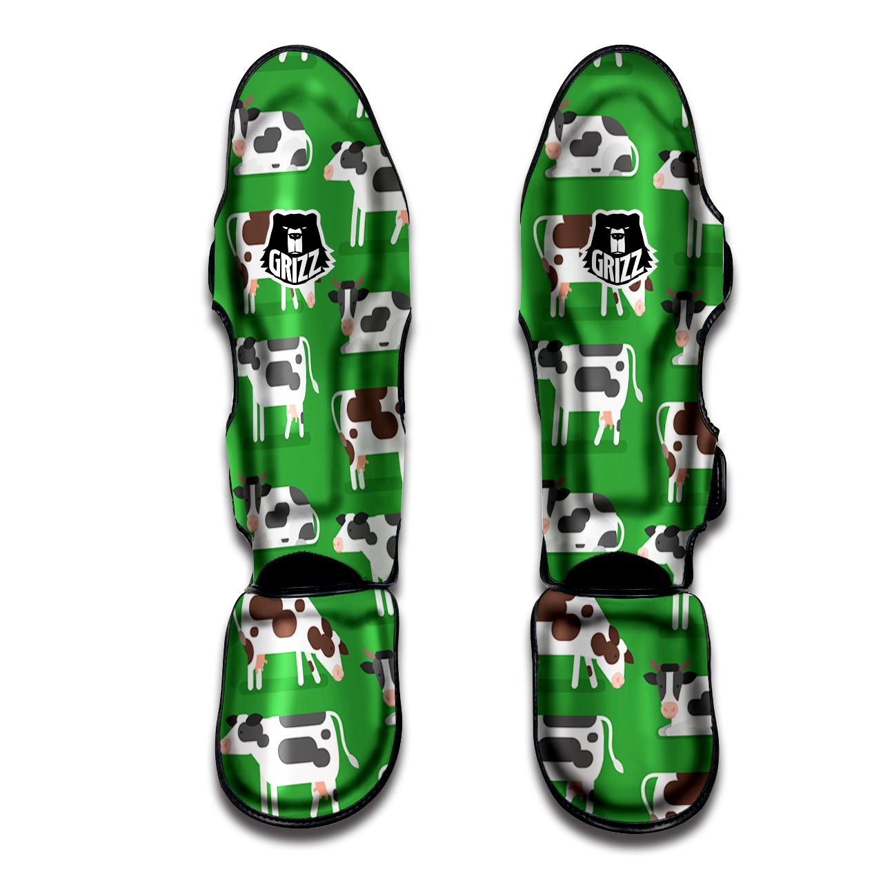 Cow In Green Grass Print Muay Thai Shin Guard-grizzshop