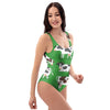 Cow In Green Grass Print One Piece Swimsuite-grizzshop