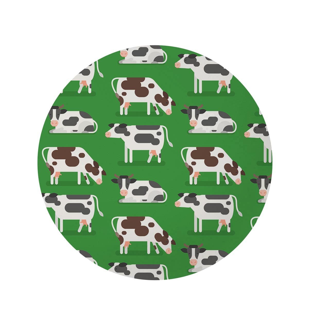 Cow In Green Grass Print Round Rug-grizzshop