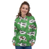 Cow In Green Grass Print Women's Hoodie-grizzshop