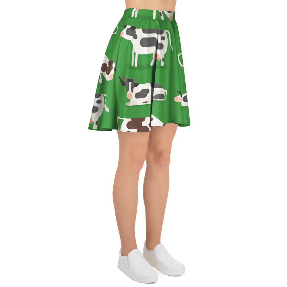 Cow In Green Grass Print Women's Skirt-grizzshop