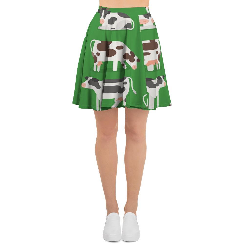 Cow In Green Grass Print Women's Skirt-grizzshop