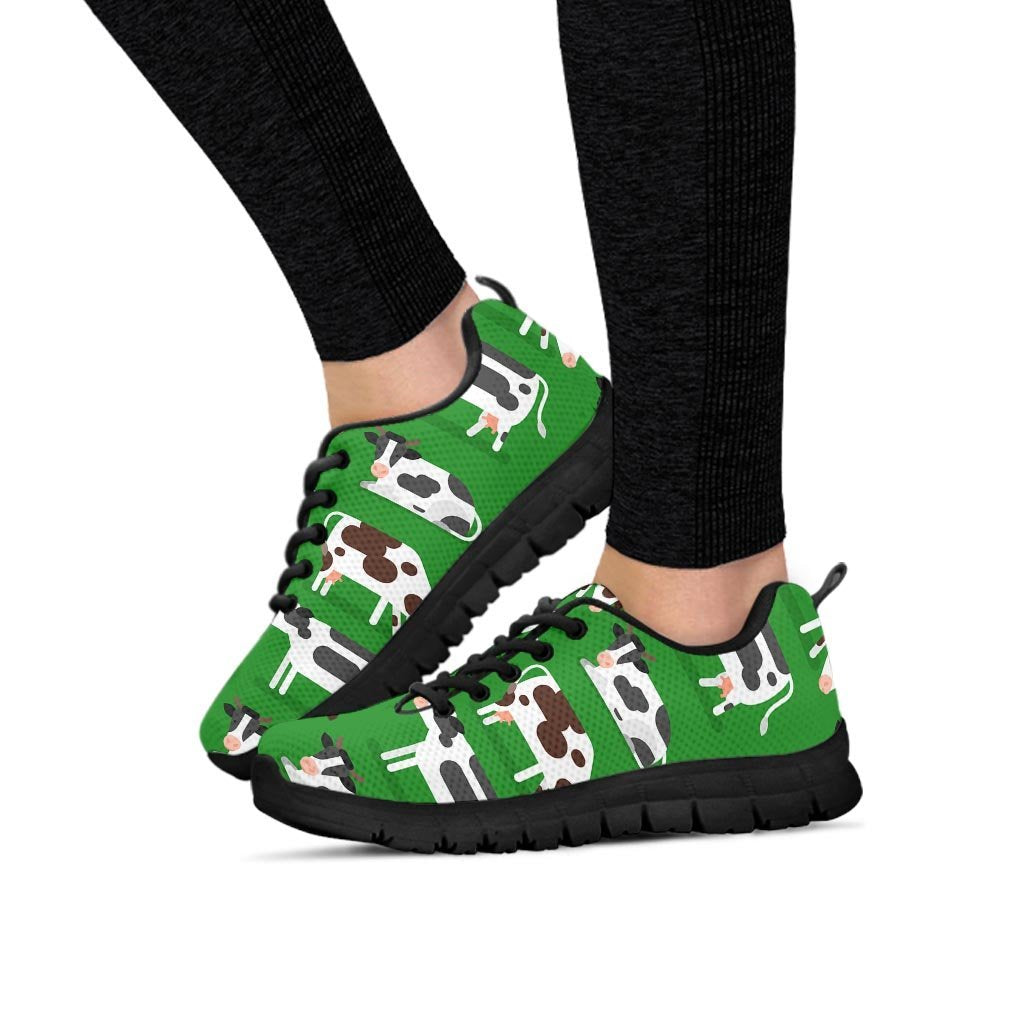 Cow In Green Grass Print Women's Sneakers-grizzshop