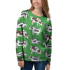 Cow In Green Grass Print Women's Sweatshirt-grizzshop