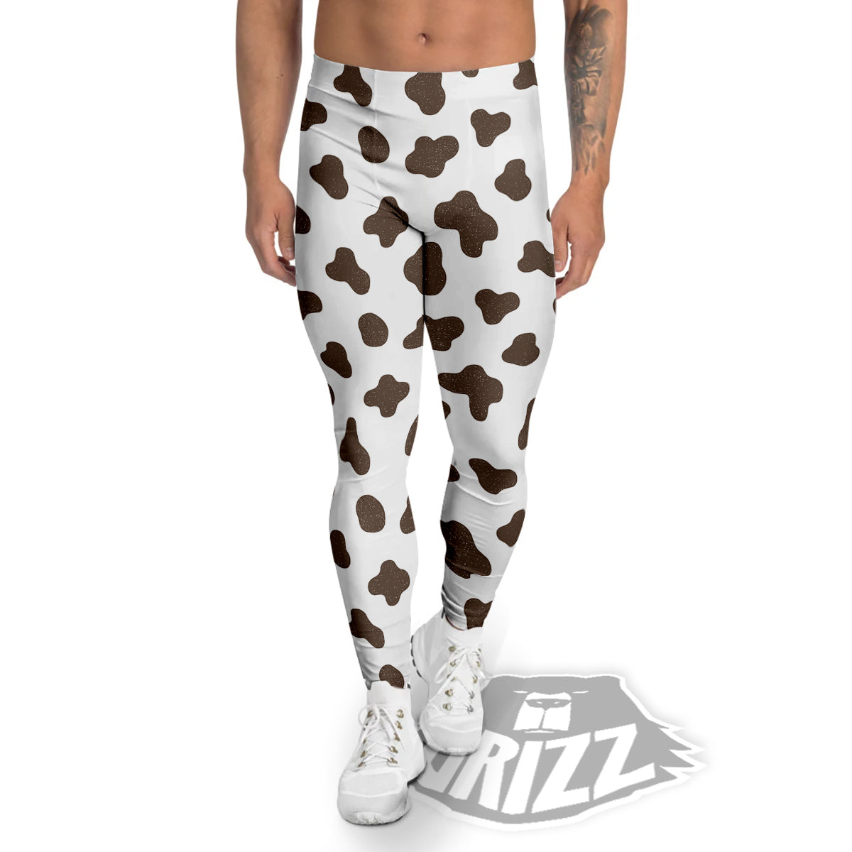 Cow Milk And Chocolate Print Men's Leggings-grizzshop