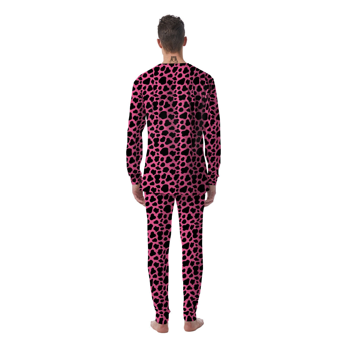 Cow Pink And Black Print Men's Pajamas-grizzshop