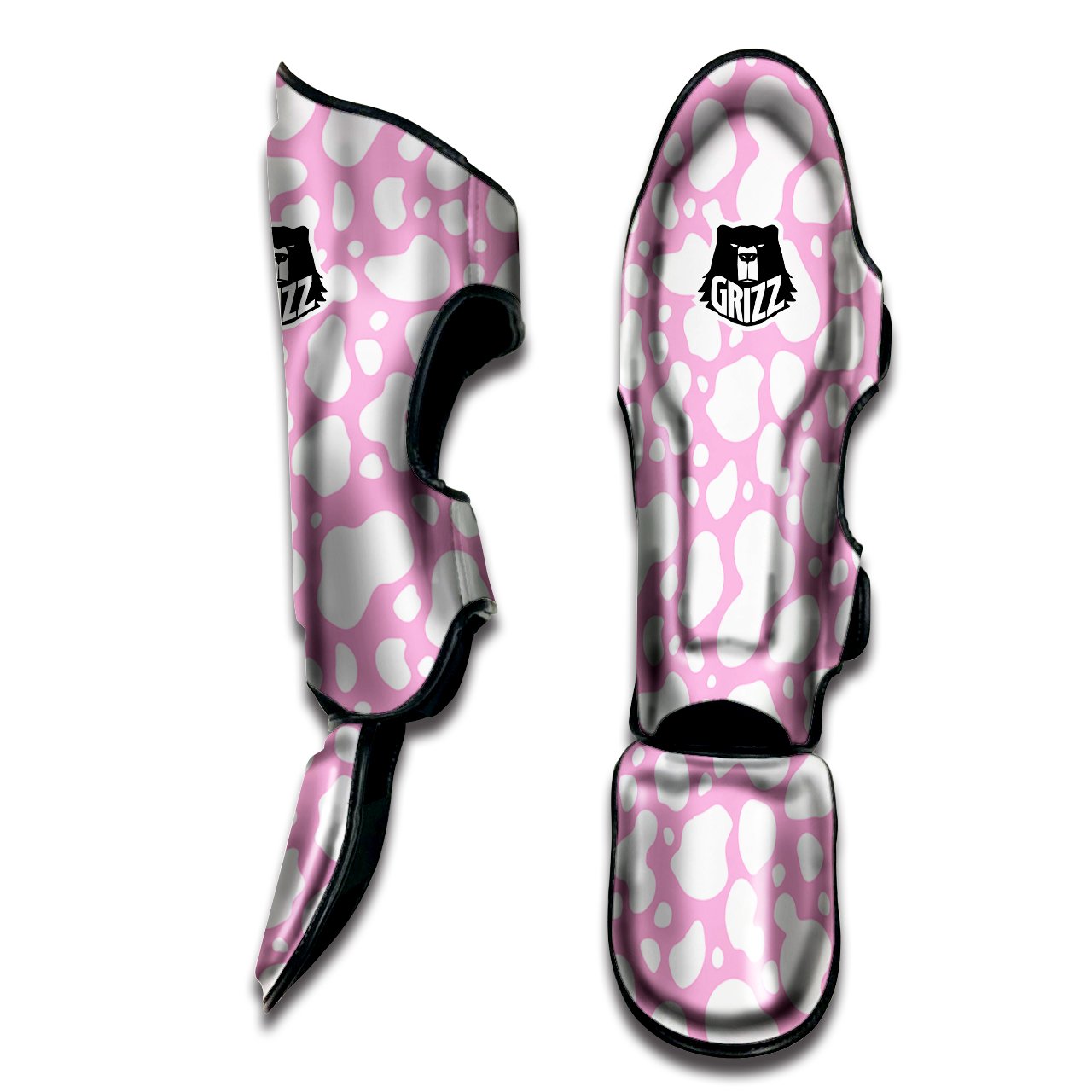 Cow Pink And White Print Pattern Muay Thai Shin Guards-grizzshop