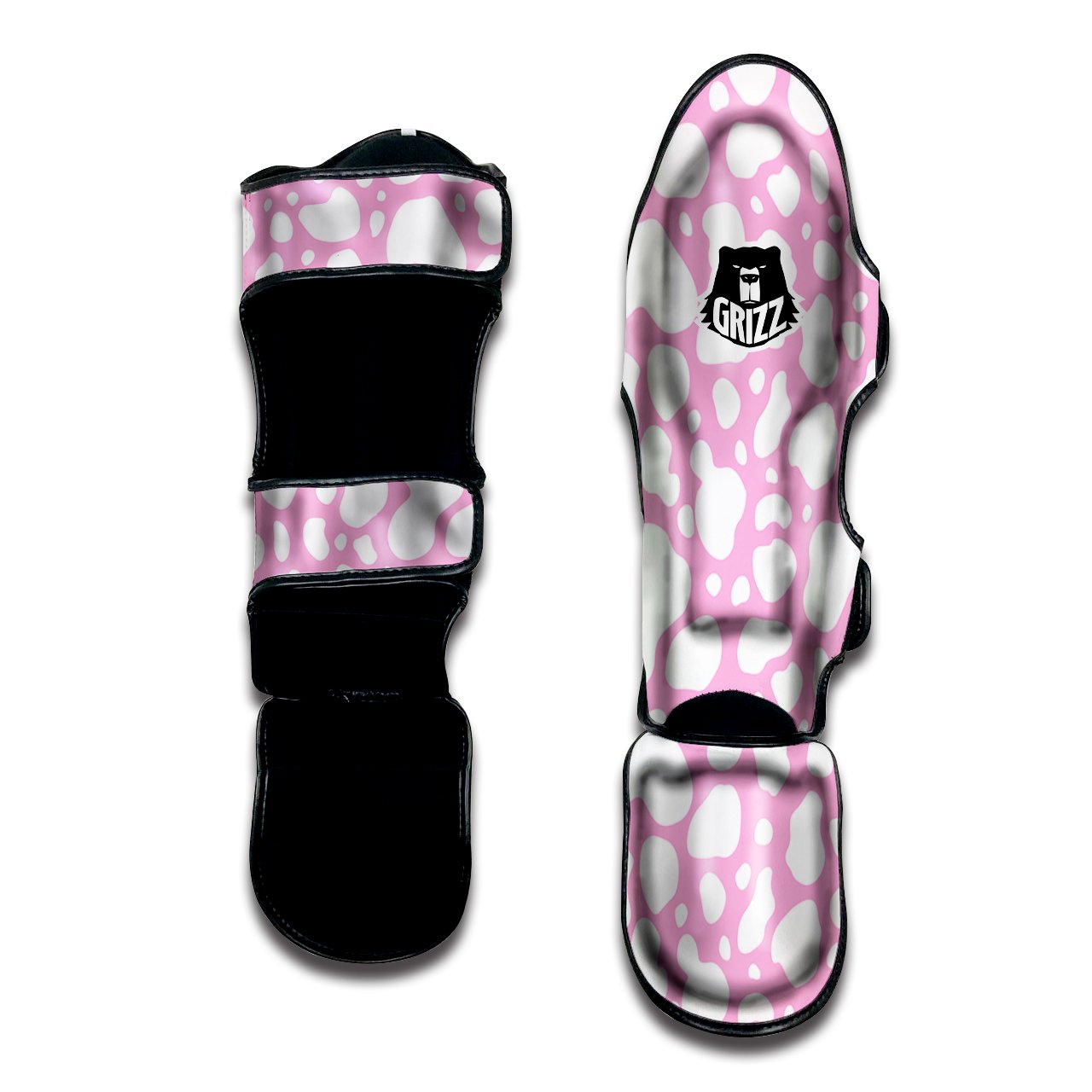 Cow Pink And White Print Pattern Muay Thai Shin Guards-grizzshop