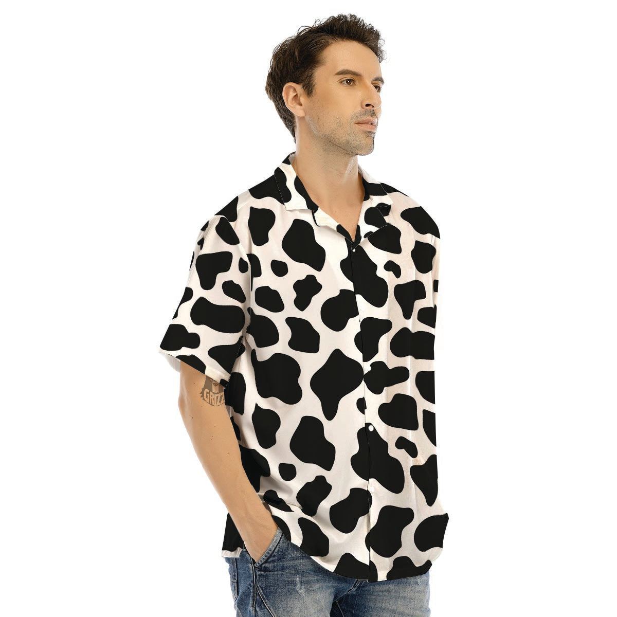 Cow Print Men’s Hawaiian Shirt-grizzshop