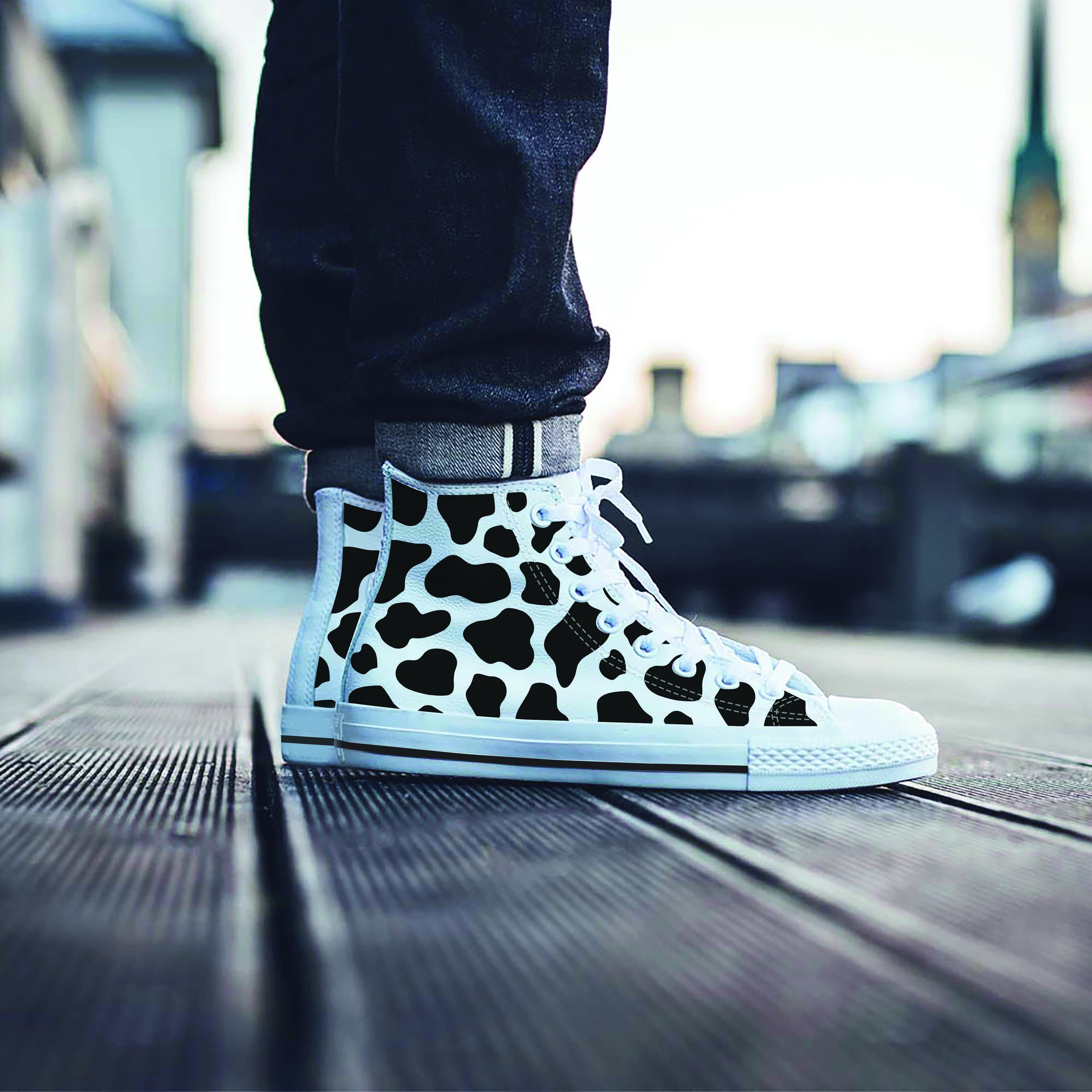 Cow Print Men's High Top Shoes-grizzshop