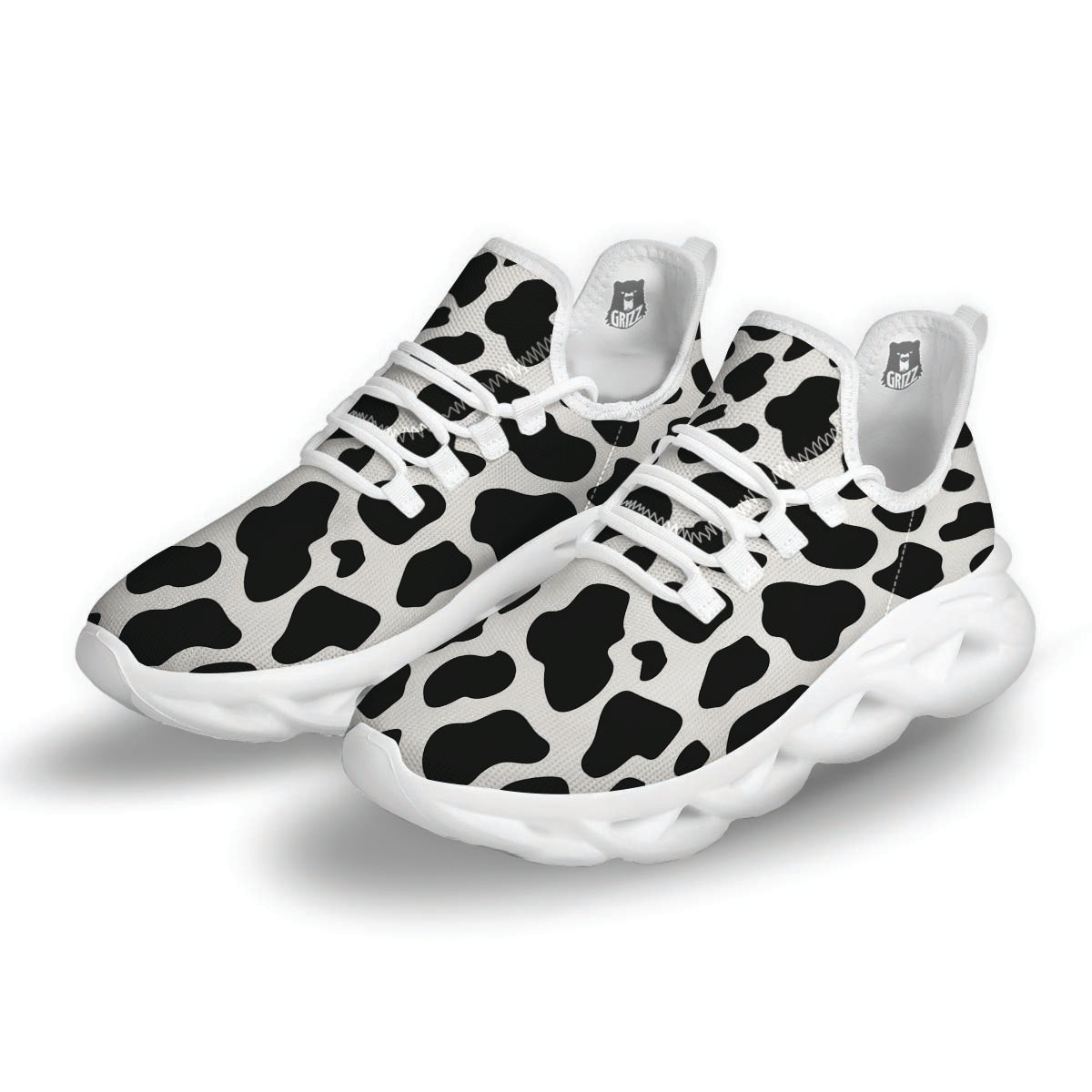 Cow Print White Running Shoes-grizzshop