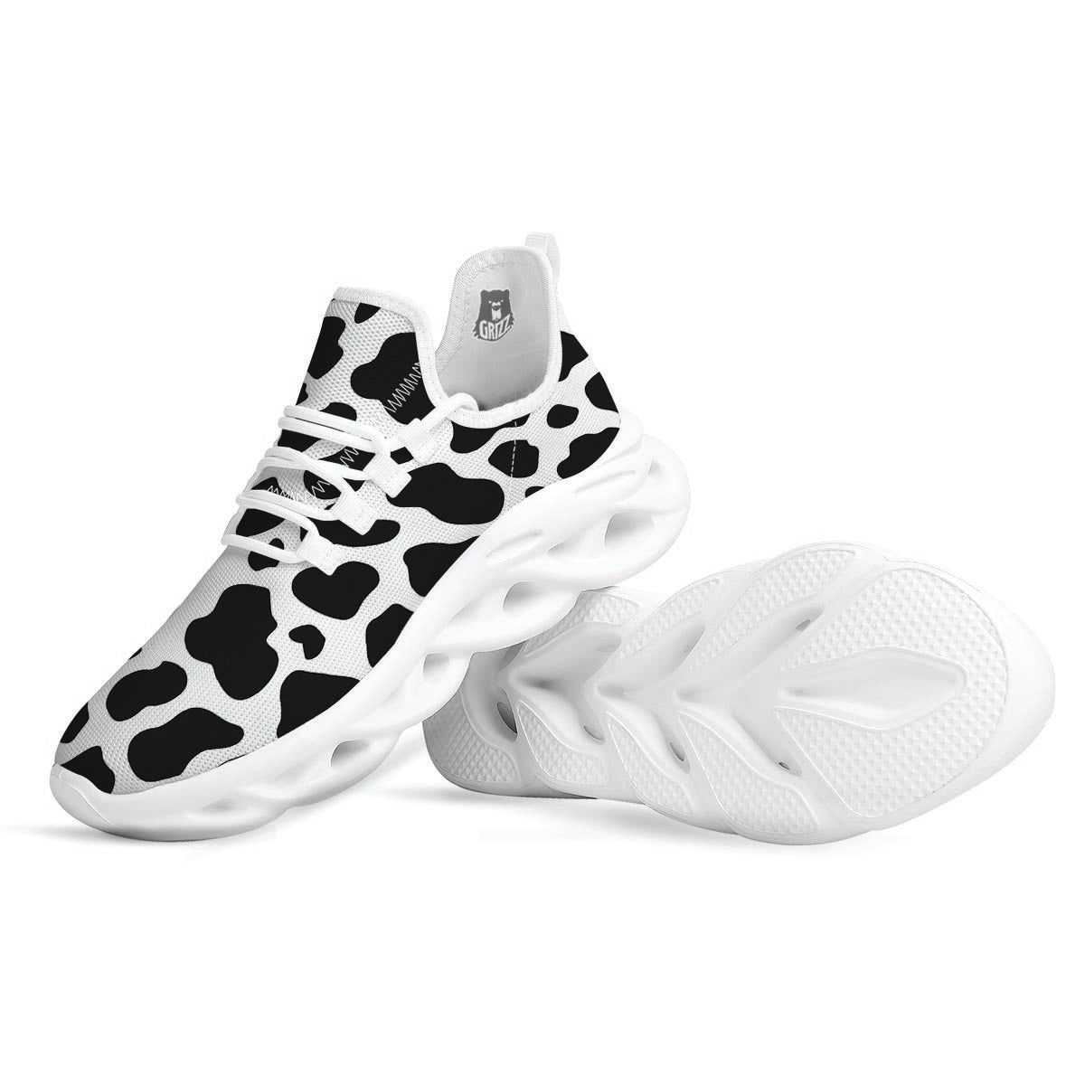 Cow Print White Running Shoes-grizzshop