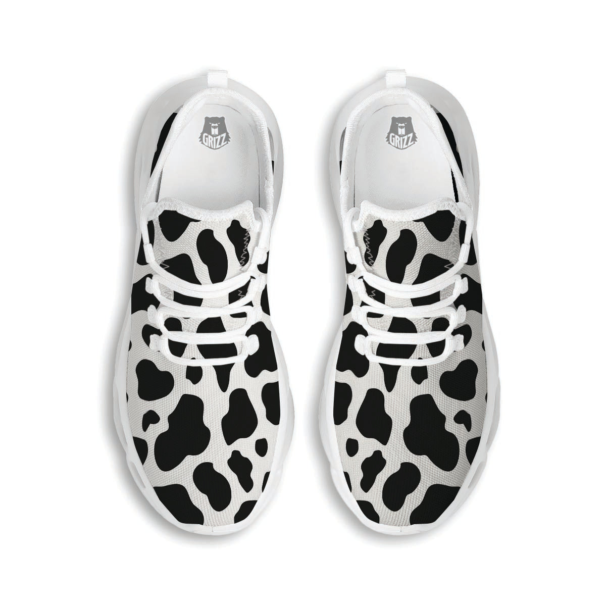 Cow Print White Running Shoes-grizzshop