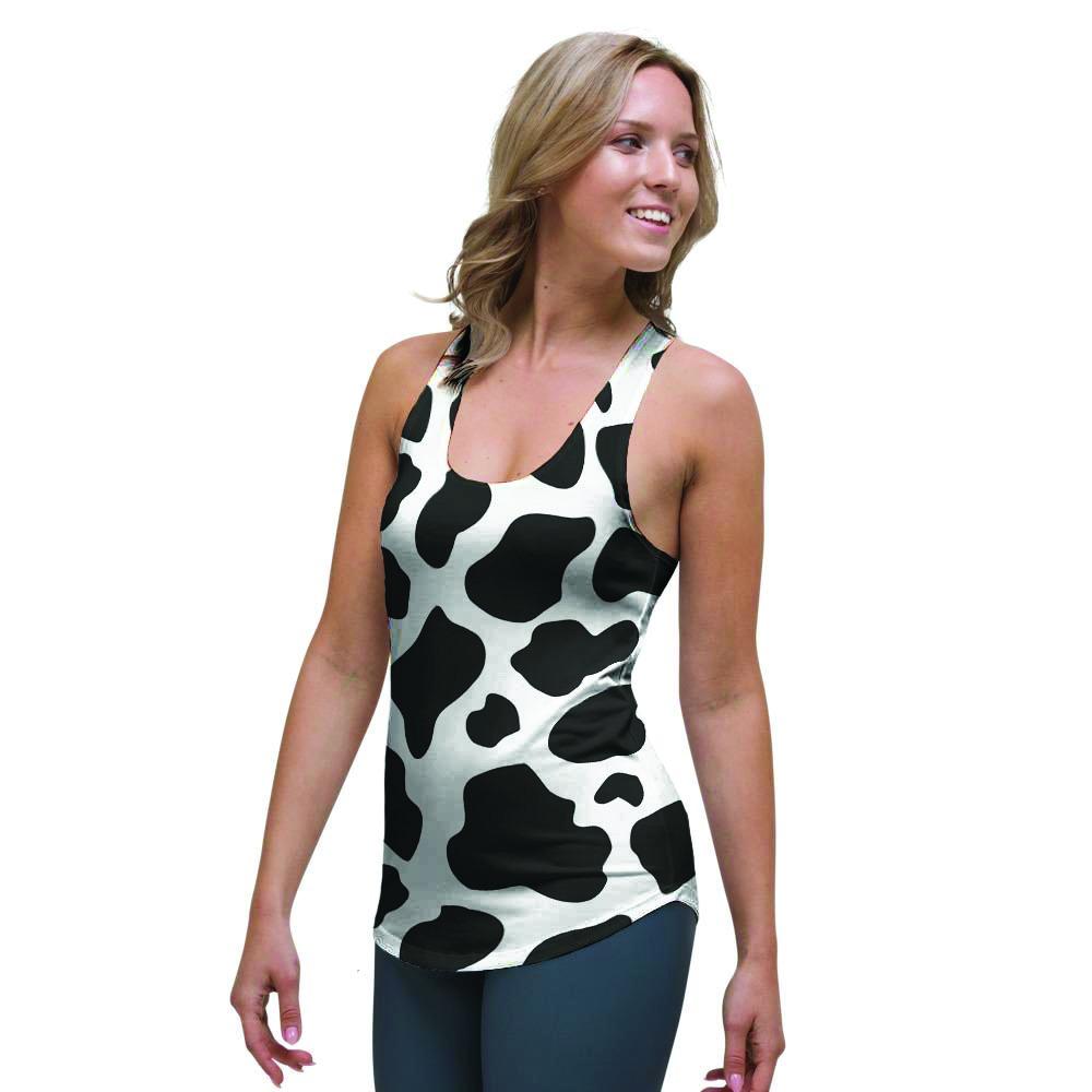 Cow Print Women's Racerback Tank Top-grizzshop