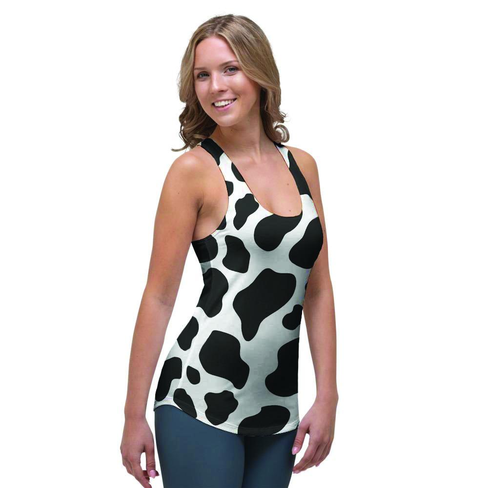 Cow Print Women's Racerback Tank Top-grizzshop