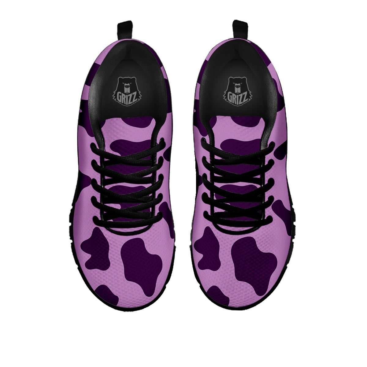 Cow Purple Print Pattern Black Sneaker-grizzshop